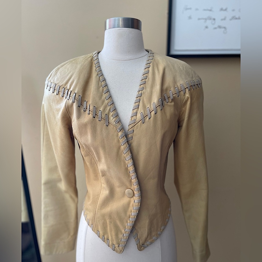 RARE VINTAGE ADVENTURE BOUND LEATHER STICH JACKET XS